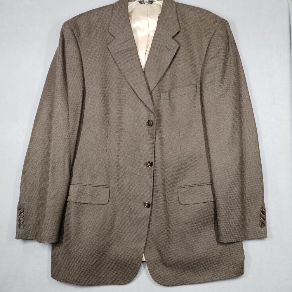 Joseph & Lyman Mens 44L Jacket Brown Cashmere Sport Coat Three-Button Front